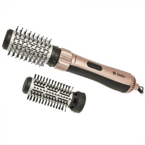 Фен-щетка DELTA DL-0499R черный с беж, 1000Вт, 2 нас, вращение 360, холод.возд