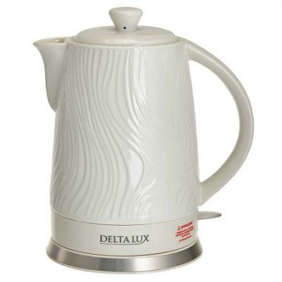 Чайник DELTA LUX DE-1022 белый, корпус из фарфора, 1800Вт, 1,8л
