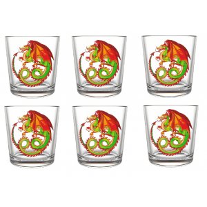 Набор стаканов стекло "Красный дракон" 250мл 6шт.