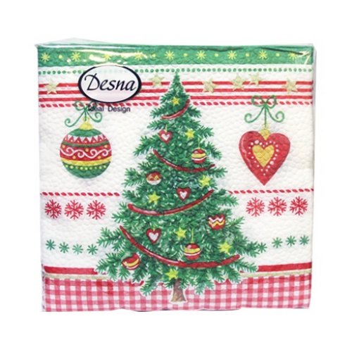 Салфетки бумажные 25*25см 40шт Новогодняя ель 1сл (уп.32)