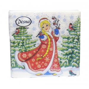 Салфетки бумажные 25*25см 40шт Снегурочка 1сл (уп.32)