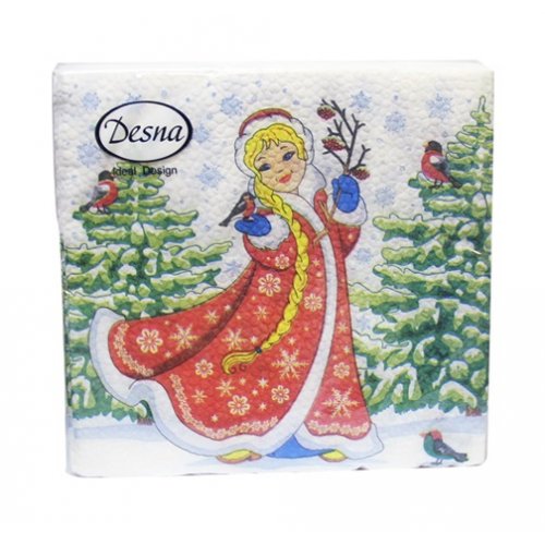 Салфетки бумажные 25*25см 40шт Снегурочка 1сл (уп.32)